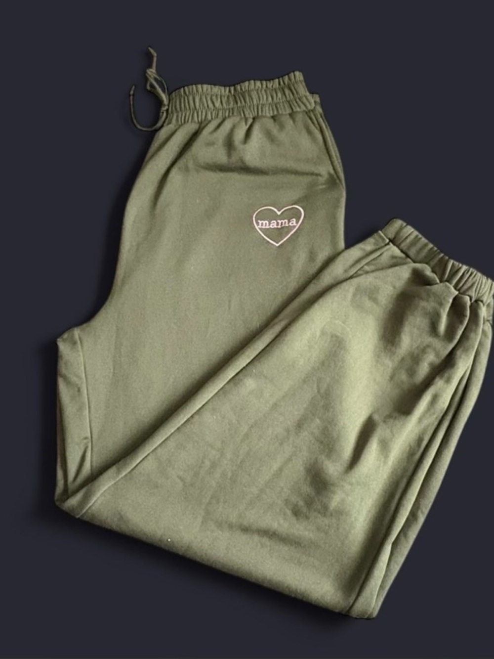 Olive Green 'mama' Heart Sweatpants